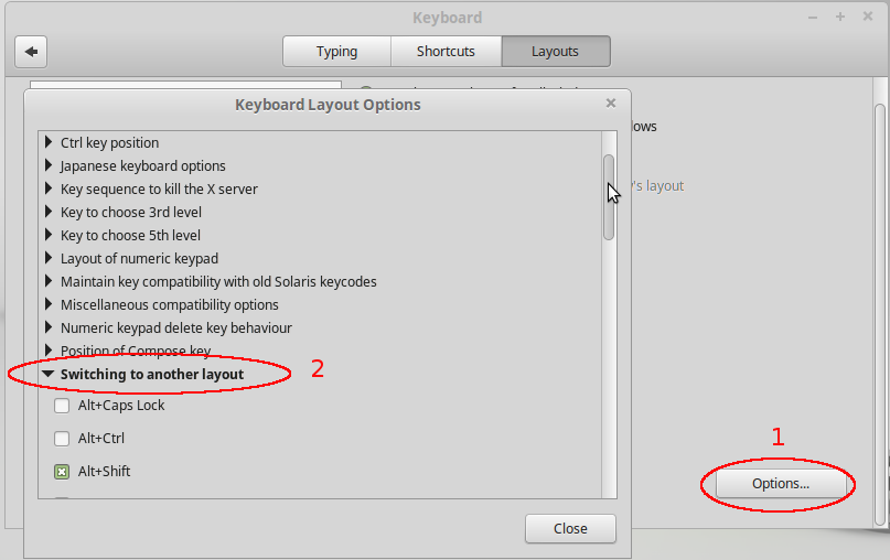 How change keyboard layouts in linux mint